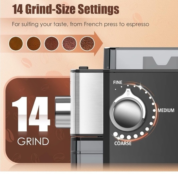 Conical Burr Coffee Grinder Cheffano 8.8 0Z - Picture 5 of 7